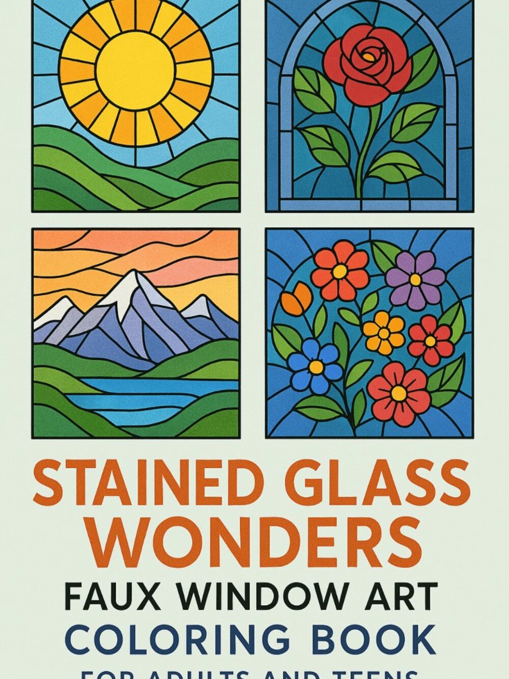 Stained Glass Wonders Faux Window Art Coloring Sheets For Adults and Teens